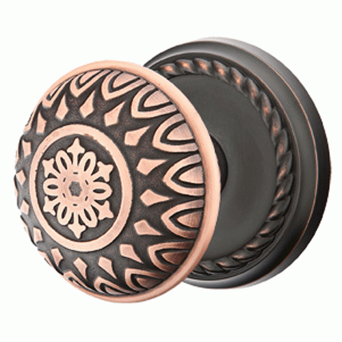 ##Antique Hardware## Solid Brass Lancaster Door Knob Set With Rope Rosette (Several Finish Options)