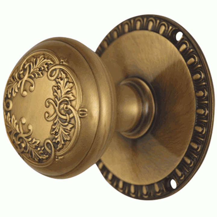 ##Antique Hardware## Egg & Dart Rosette Door Set with Floral Leaf Door Knobs (Several Finishes Available)
