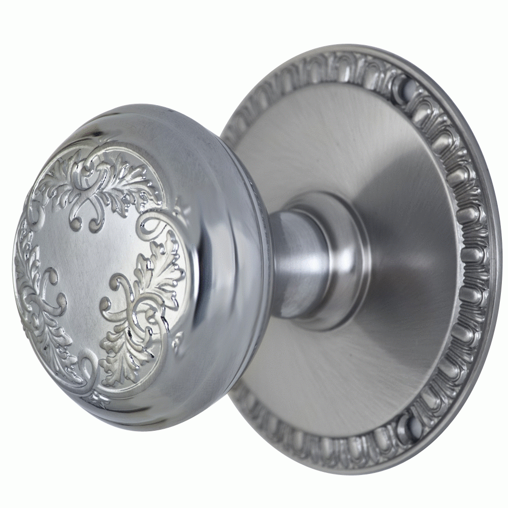 ##Antique Hardware## Egg & Dart Rosette Door Set with Floral Leaf Door Knobs (Several Finishes Available)