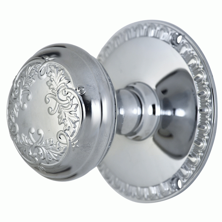 ##Antique Hardware## Egg & Dart Rosette Door Set with Floral Leaf Door Knobs (Several Finishes Available)