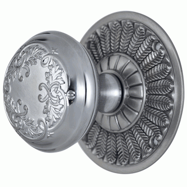 ##Antique Hardware## Feather Rosette Door Set with Floral Leaf Door Knobs (Several Finishes Available)