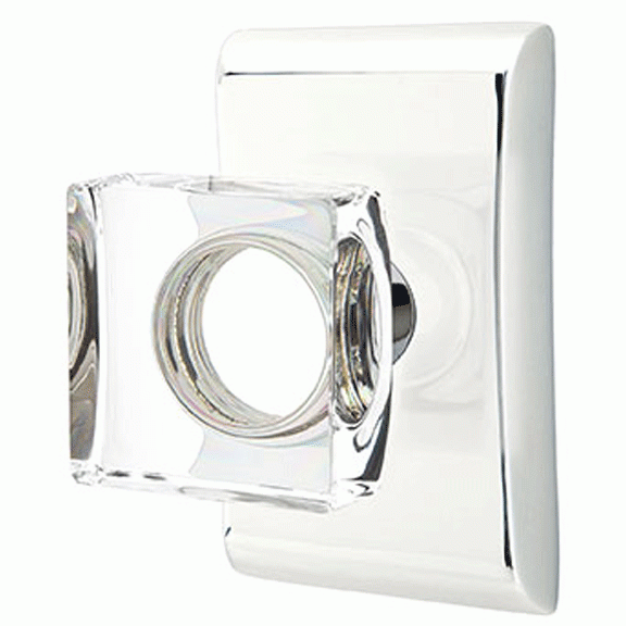 ##Antique Hardware## Emtek Modern Square Crystal Door Knob Set With Neos Rosette (Several Finish Options)