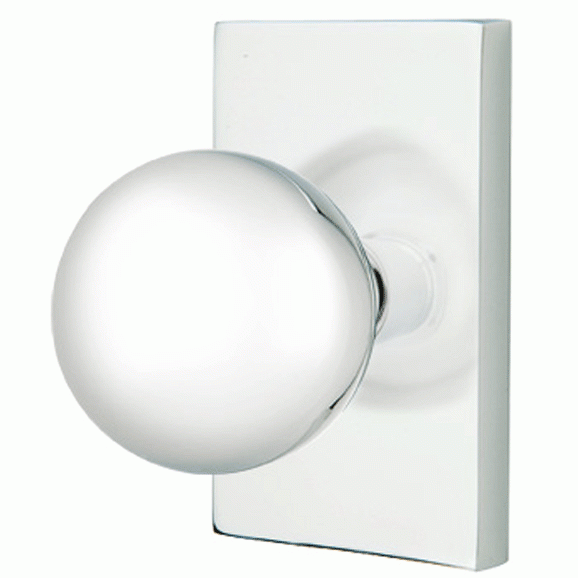 ##Antique Hardware## Emtek Solid Brass Orb Door Knob Set With Modern Rectangular Rosette (Several Finish Options)