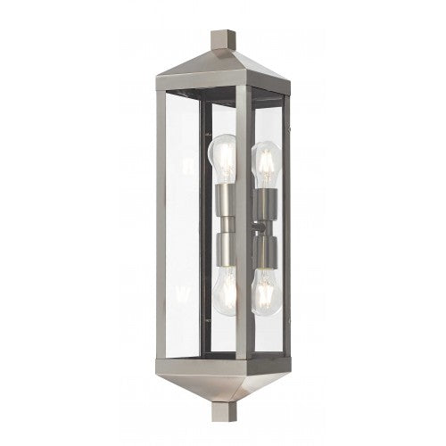 ##Antique Hardware## 2 Light Brushed Nickel Outdoor Wall Lantern