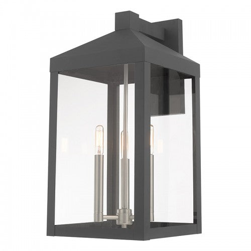 Antique Hardware 3 Light Scandinavian Gray Outdoor Wall Lantern Lantern