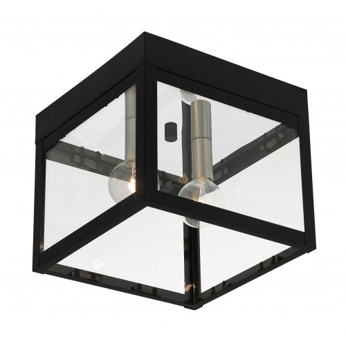 ##Antique Hardware## 2 Light Black Outdoor Ceiling Mount