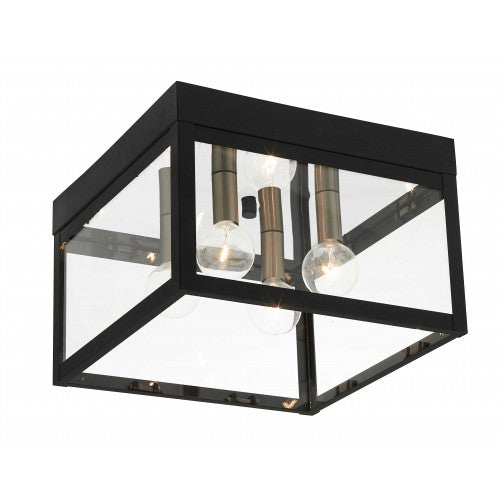 ##Antique Hardware## 4 Light Black Outdoor Ceiling Mount