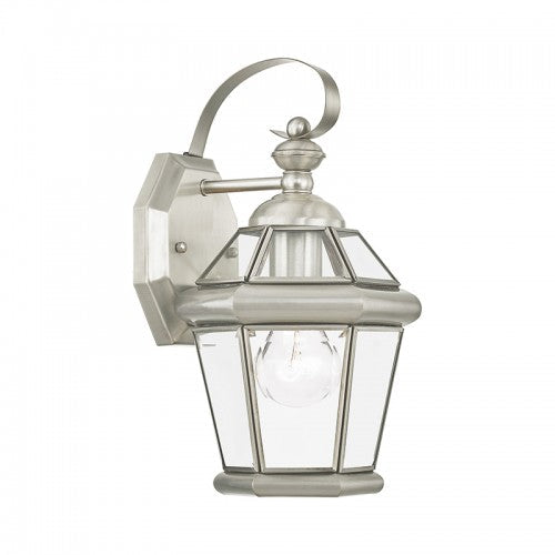 ##Antique Hardware## 1 Light Brushed Nickel Outdoor Wall Lantern