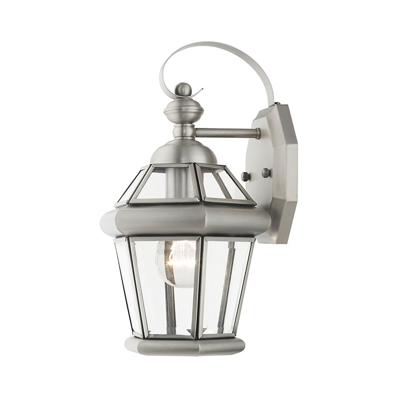 ##Antique Hardware## 1 Light Brushed Nickel Outdoor Wall Lantern