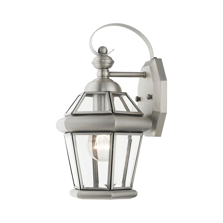 ##Antique Hardware## 1 Light Brushed Nickel Outdoor Wall Lantern