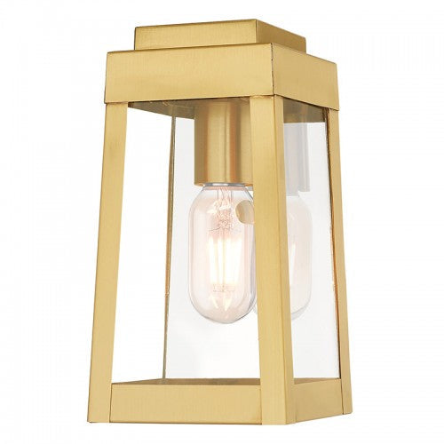 ##Antique Hardware## 1 Light Satin Brass Outdoor Wall Lantern