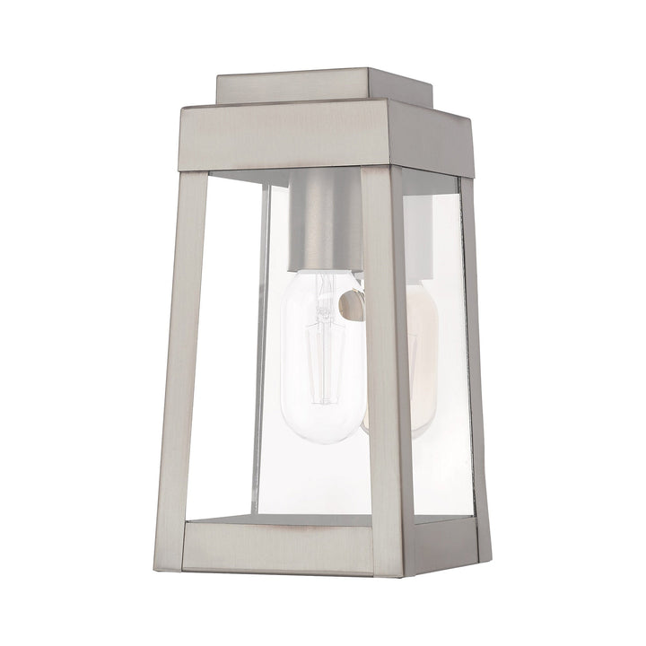 ##Antique Hardware## 1 Light Brushed Nickel Outdoor Wall Lantern
