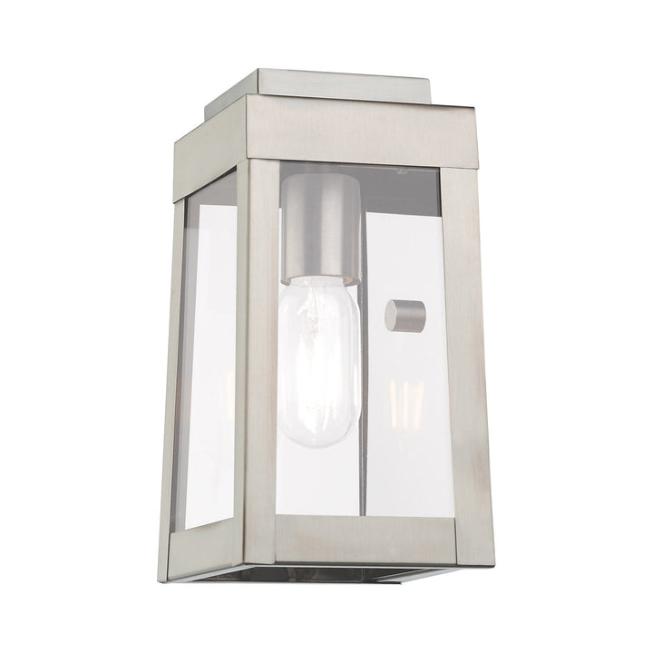 ##Antique Hardware## 1 Light Brushed Nickel Outdoor Wall Lantern