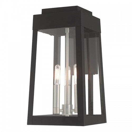 ##Antique Hardware## 3 Light Black Outdoor Wall Lantern