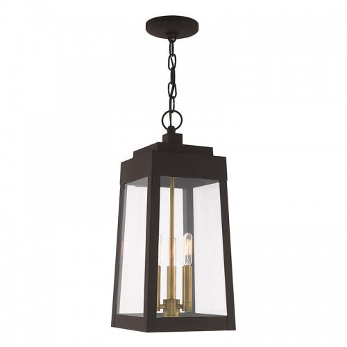 ##Antique Hardware## 3 Light Bronze Outdoor Pendant Lantern