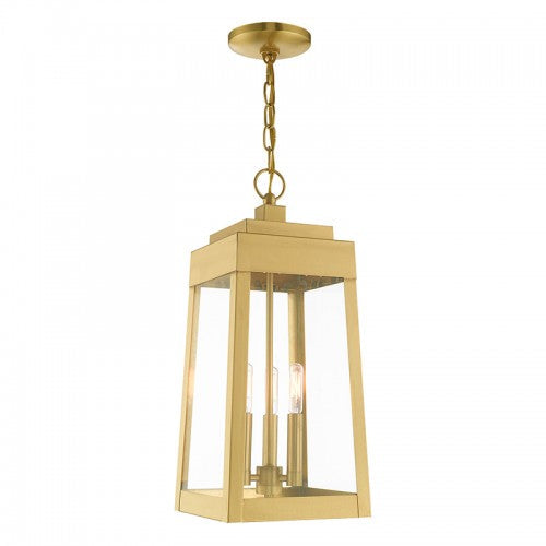##Antique Hardware## 3 Light Satin Brass Outdoor Pendant Lantern