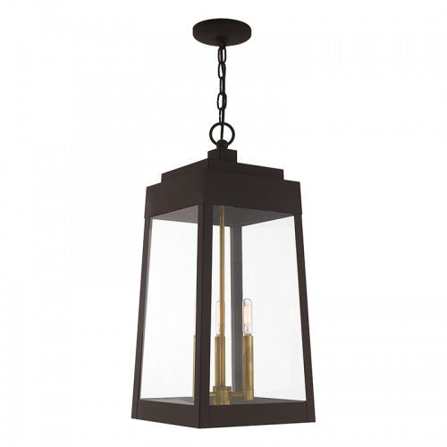 ##Antique Hardware## 3 Light Bronze Outdoor Pendant Lantern