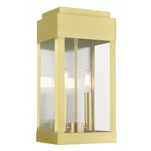 ##Antique Hardware## 2 Light Satin Brass Outdoor Wall Lantern