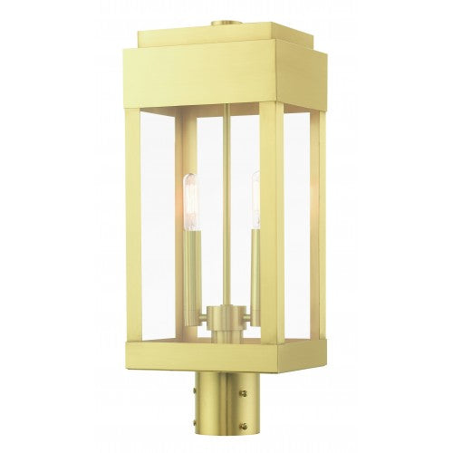 Antique Hardware 2 Light Satin Brass Outdoor Post Top Lantern Post