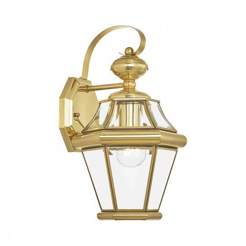 ##Antique Hardware## 1 Light Polished Brass Outdoor Wall Lantern