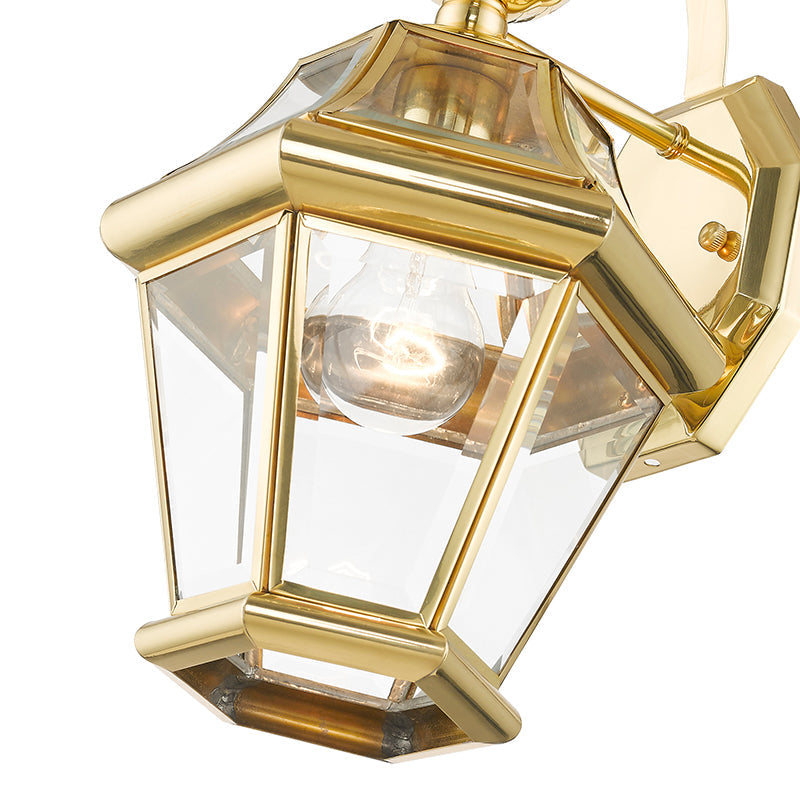 ##Antique Hardware## 1 Light Polished Brass Outdoor Wall Lantern