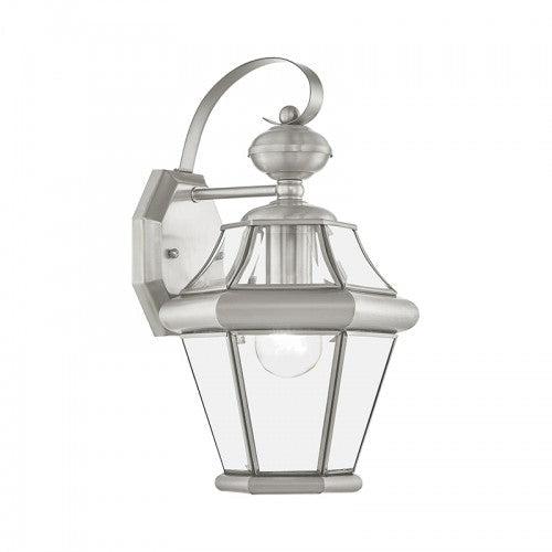##Antique Hardware## 1 Light Brushed Nickel Outdoor Wall Lantern