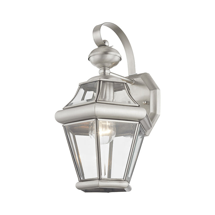 ##Antique Hardware## 1 Light Brushed Nickel Outdoor Wall Lantern