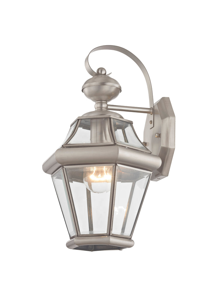 ##Antique Hardware## 1 Light Brushed Nickel Outdoor Wall Lantern