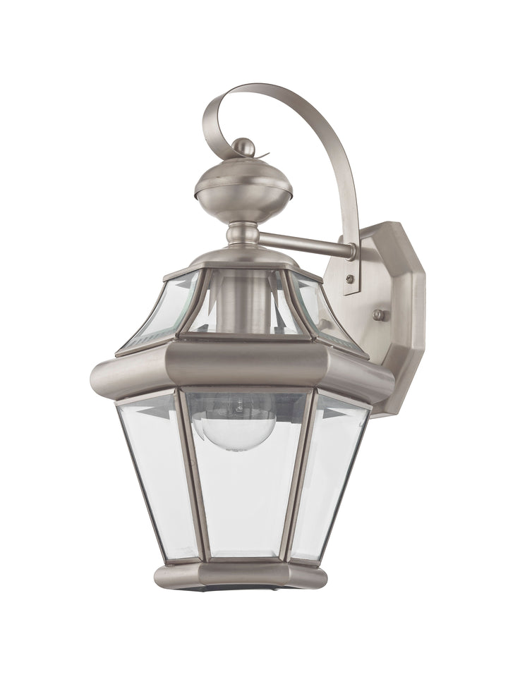 ##Antique Hardware## 1 Light Brushed Nickel Outdoor Wall Lantern