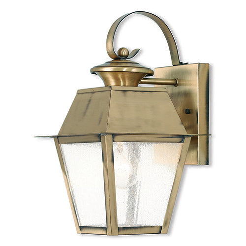##Antique Hardware## 1 Light Antique Brass Outdoor Wall Lantern