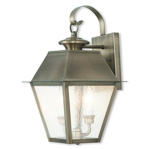 Antique Hardware 2 Light Vintage Pewter Outdoor Wall Lantern Exterior