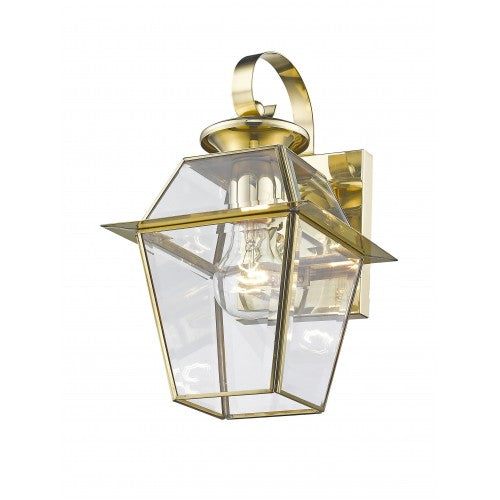 ##Antique Hardware## 1 Light Polished Brass Outdoor Wall Lantern