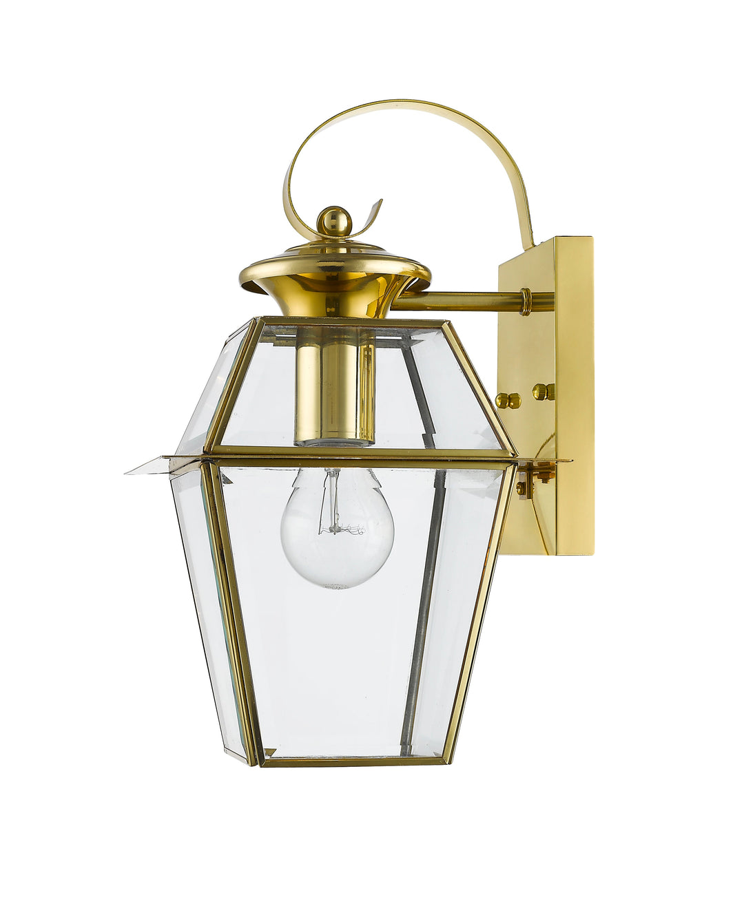 ##Antique Hardware## 1 Light Polished Brass Outdoor Wall Lantern