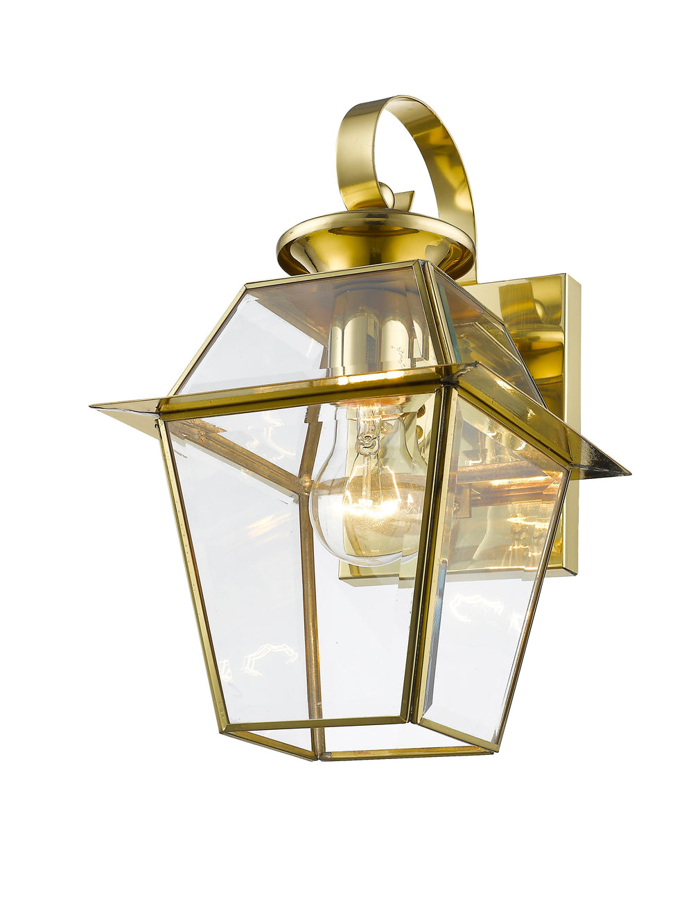 ##Antique Hardware## 1 Light Polished Brass Outdoor Wall Lantern