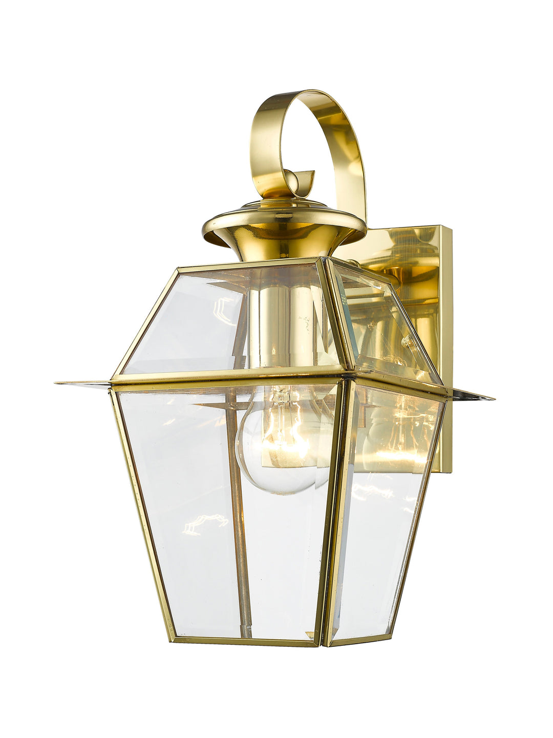 ##Antique Hardware## 1 Light Polished Brass Outdoor Wall Lantern