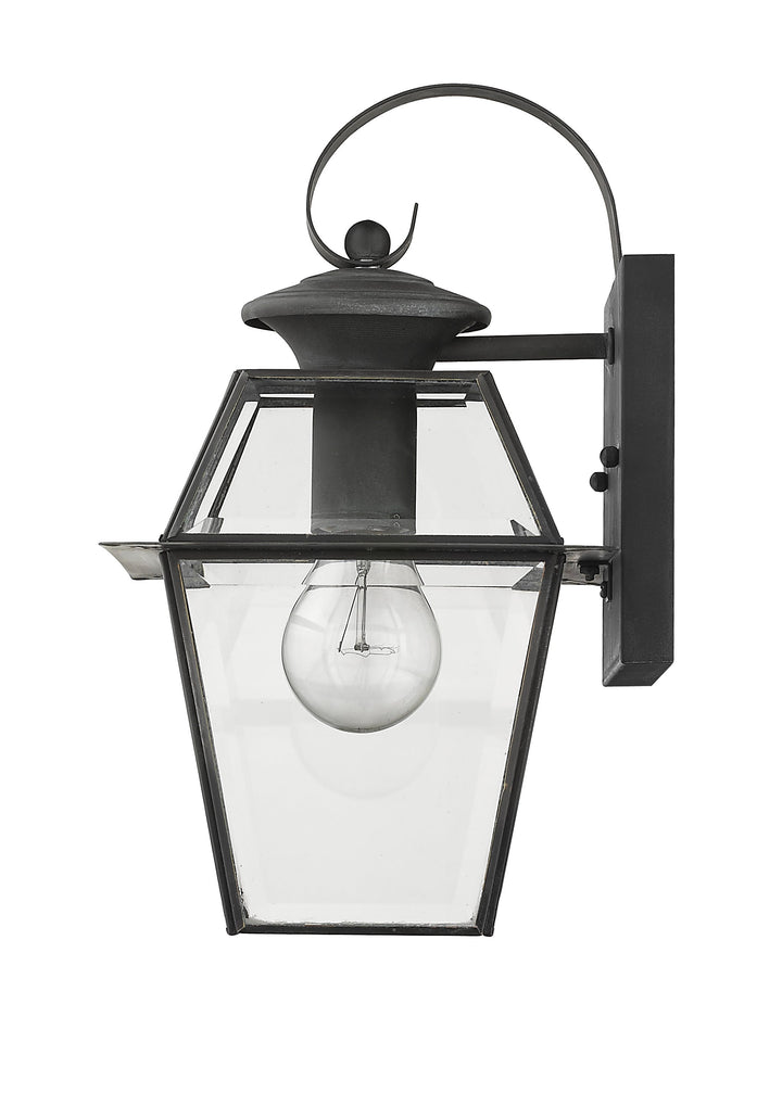 ##Antique Hardware## 1 Light Charcoal Outdoor Wall Lantern