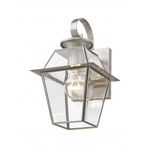 ##Antique Hardware## 1 Light Brushed Nickel Outdoor Wall Lantern