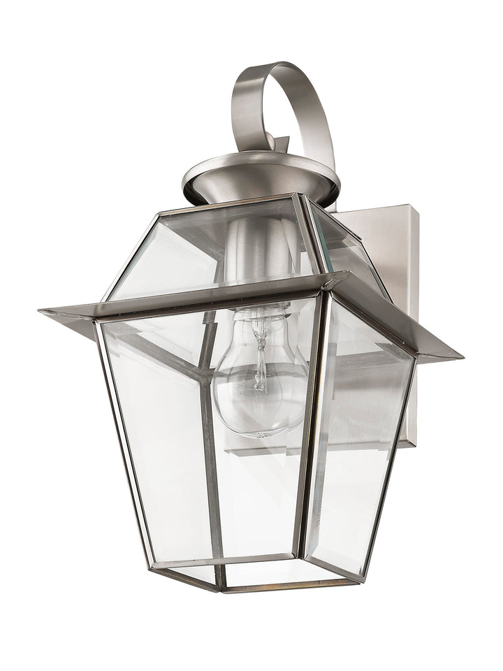 ##Antique Hardware## 1 Light Brushed Nickel Outdoor Wall Lantern