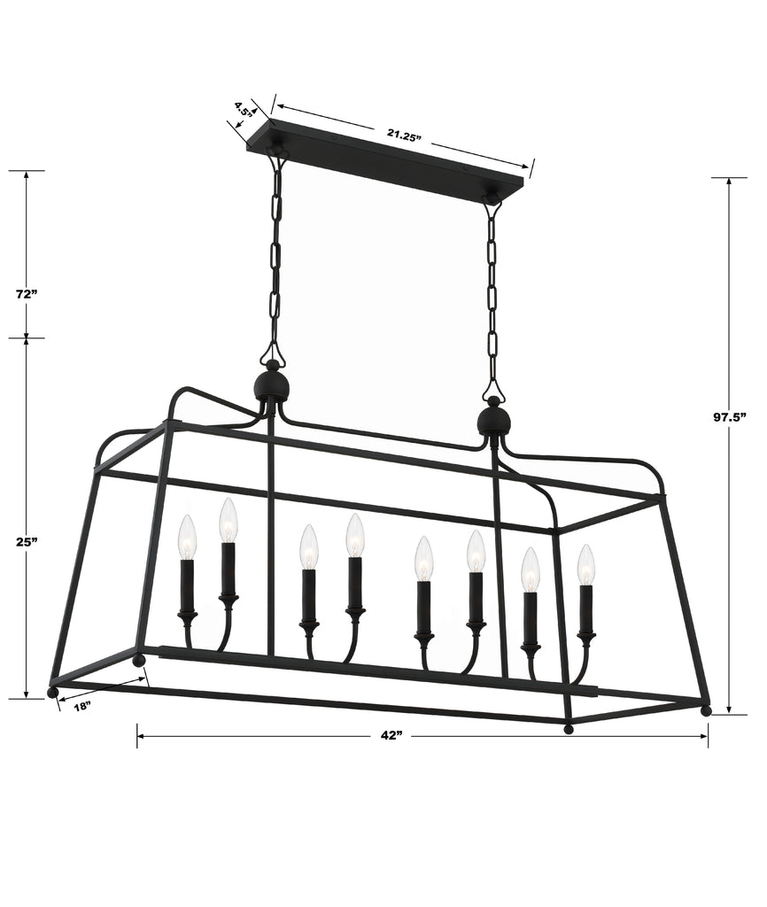 ##Antique Hardware## Libby Langdon Sylvan 8 Light Black Forged Chandelier