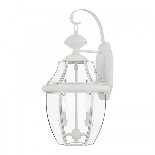 ##Antique Hardware## 2 Light White Outdoor Wall Lantern