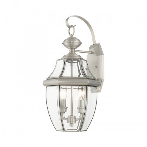 ##Antique Hardware## 2 Light Brushed Nickel Outdoor Wall Lantern