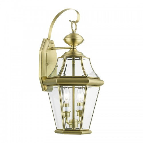 ##Antique Hardware## 2 Light Antique Brass Outdoor Wall Lantern