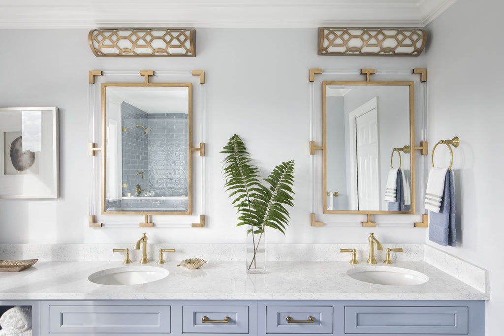 ##Antique Hardware## Libby Langdon Jennings Integrated LED Aged Brass Bathroom Vanity