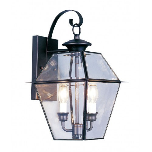 ##Antique Hardware## 2 Light Black Outdoor Wall Lantern