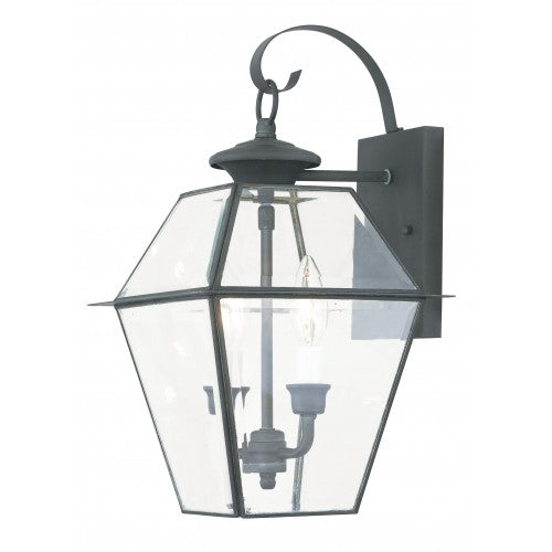 ##Antique Hardware## 2 Light Charcoal Outdoor Wall Lantern