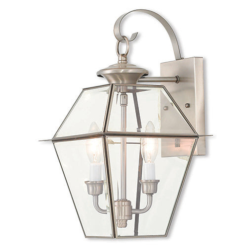 ##Antique Hardware## 2 Light BN Outdoor Wall Lantern