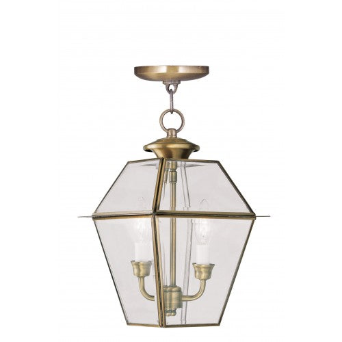 ##Antique Hardware## 2 Light Antique Brass Outdoor Lantern