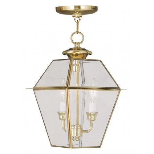 ##Antique Hardware## 2 Light Polished Brass Outdoor Lantern