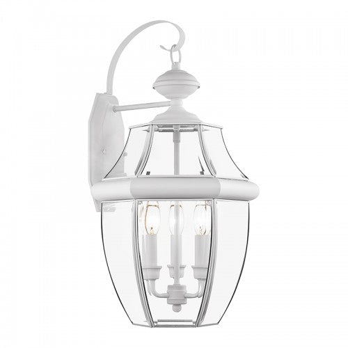##Antique Hardware## 3 Light White Outdoor Wall Lantern