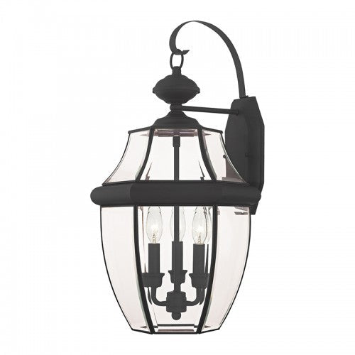 ##Antique Hardware## 3 Light Black Outdoor Wall Lantern